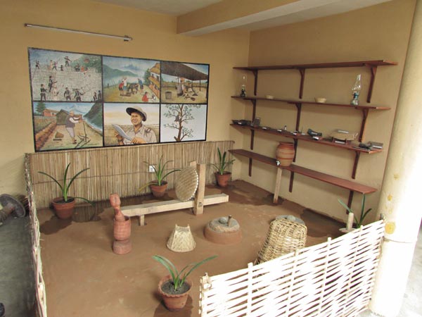 displaying primitive raw materials and old nepali lifestyle